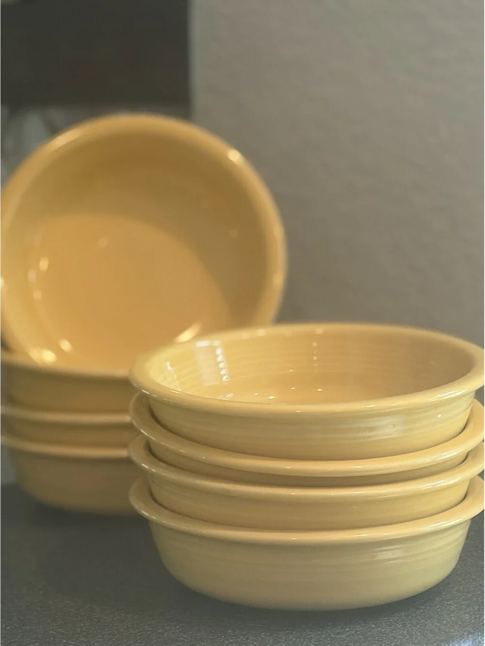 Fiesta Sunflower Yellow Coupe Soup Bowl Set of 8 Homer Laughlin Fiestaware 7